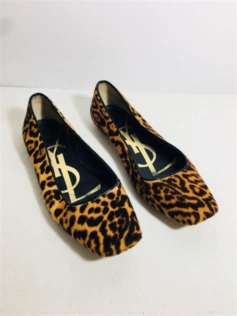 ysl leopard loafers for sale|YSL flats.